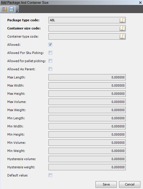 Add Package and Container Size