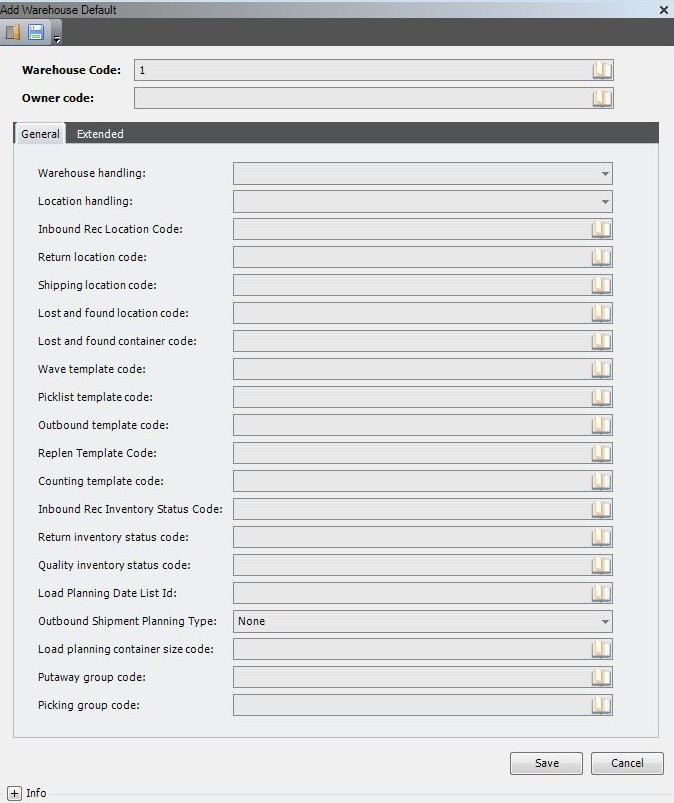 Add Warehouse Default_General