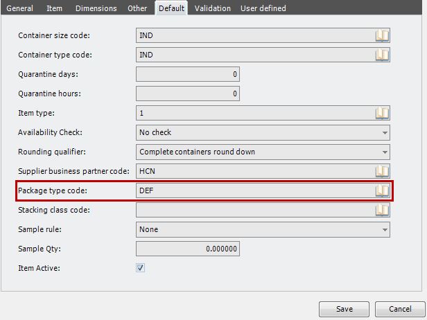 Edit Item Default Tab