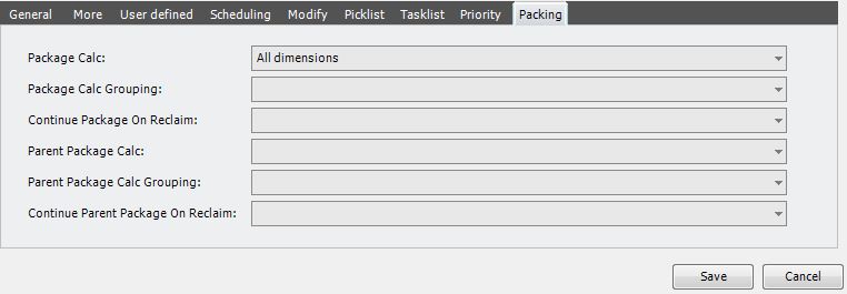 Edit Picklist Template Packing Tab