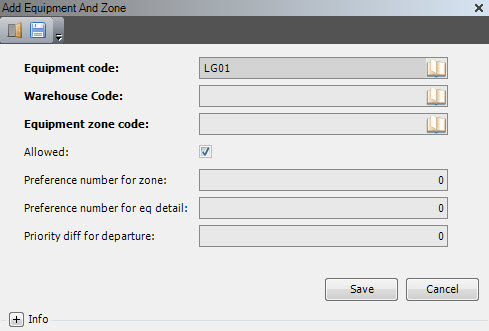 add equipment and zone