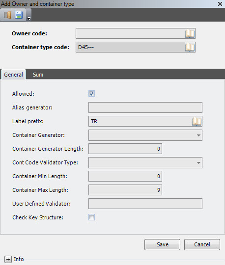 add owner and container type