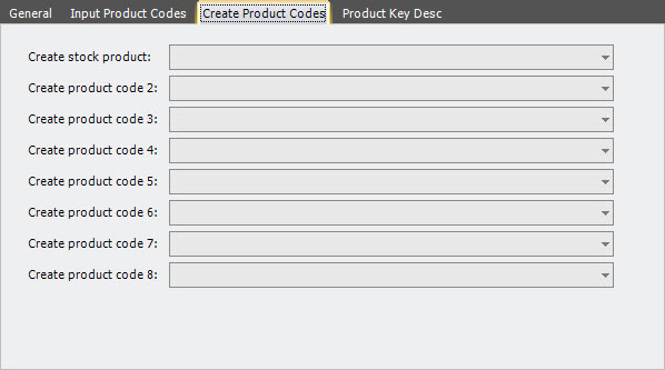 add product control type create product codes tab