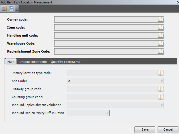 Add Item Pick Location Management