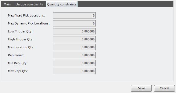 Add Item Pick Location Quantity Restraints