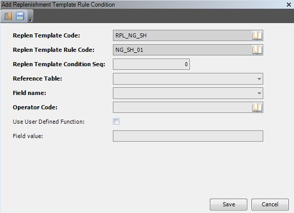 Add Replenishment Template Rule Condition