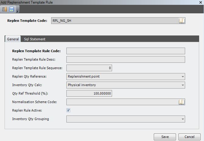 Add Replenishment Template Rule