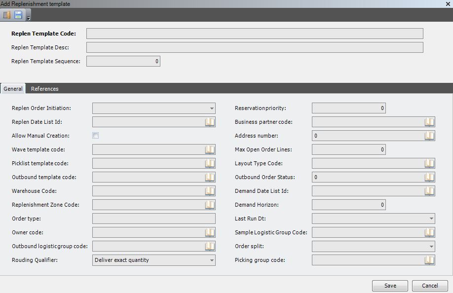 Add Replenishment Template