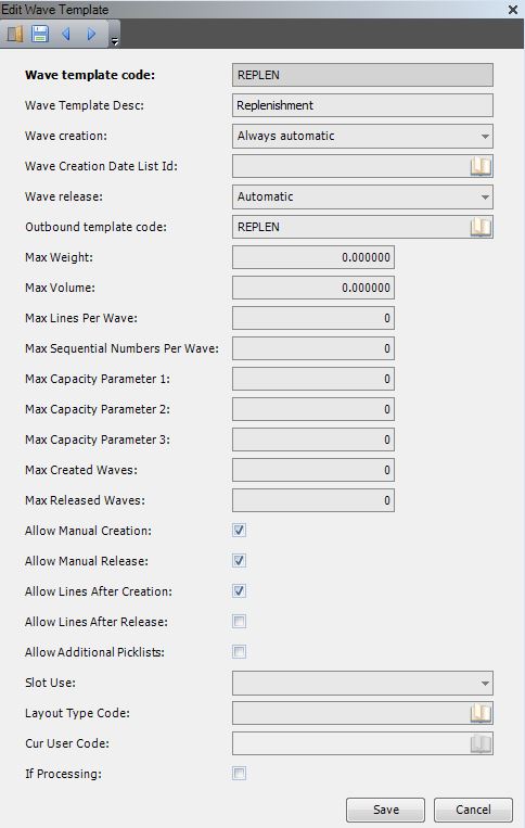 Edit a Wave Template for Replenishment