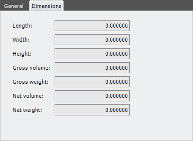 add item container dimensions tab
